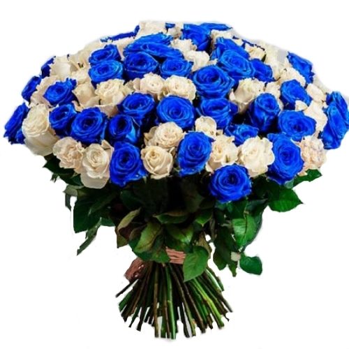 Фото товара 101 белая и синяя роза (крашеная) в Белгород-Днестровском