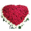 Фото товара 101 роза сердцем - белая, красная в Белгород-Днестровском