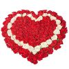 Фото товара 101 роза сердцем - красная, белая, красная в Белгород-Днестровском
