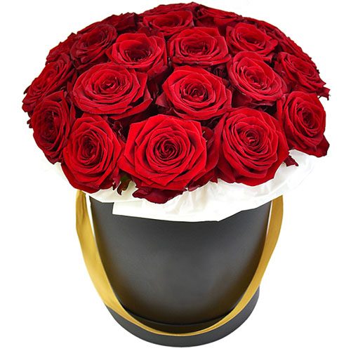 Фото товара 21 роза в шляпной коробке в Белгород-Днестровском