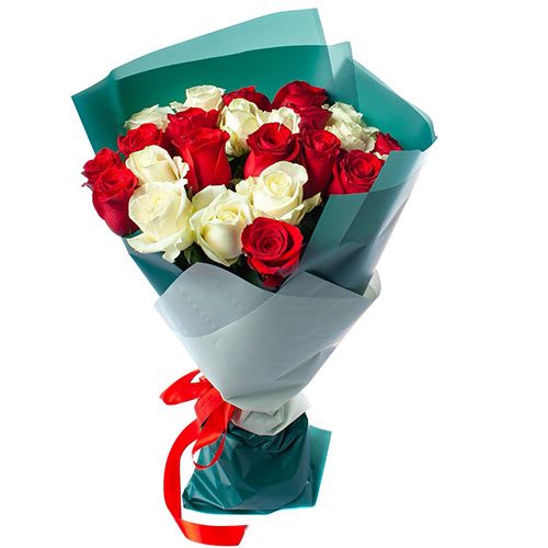 Фото товара 25 роз красных и белых в Белгород-Днестровском