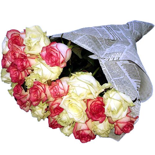 Фото товара 33 кремовые и розовые розы в Белгород-Днестровском