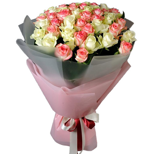 Фото товара 51 белая и розовая роза в Белгород-Днестровском