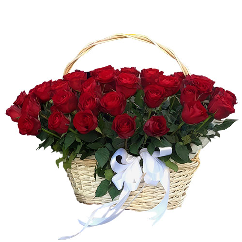 Фото товара 51 красная роза в корзине в Белгород-Днестровском